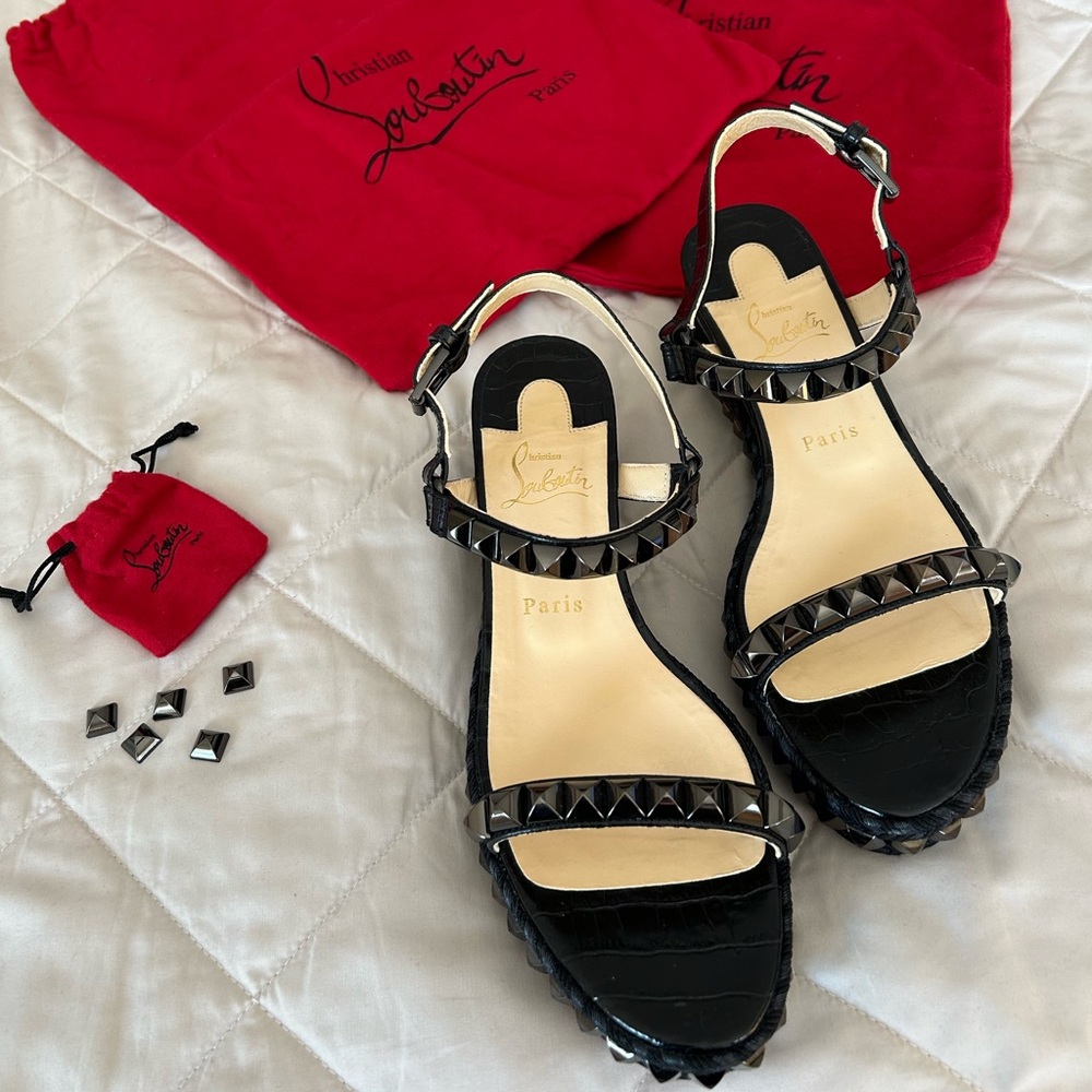 Christian Louboutin Cataclou 60mm black studded wedge
